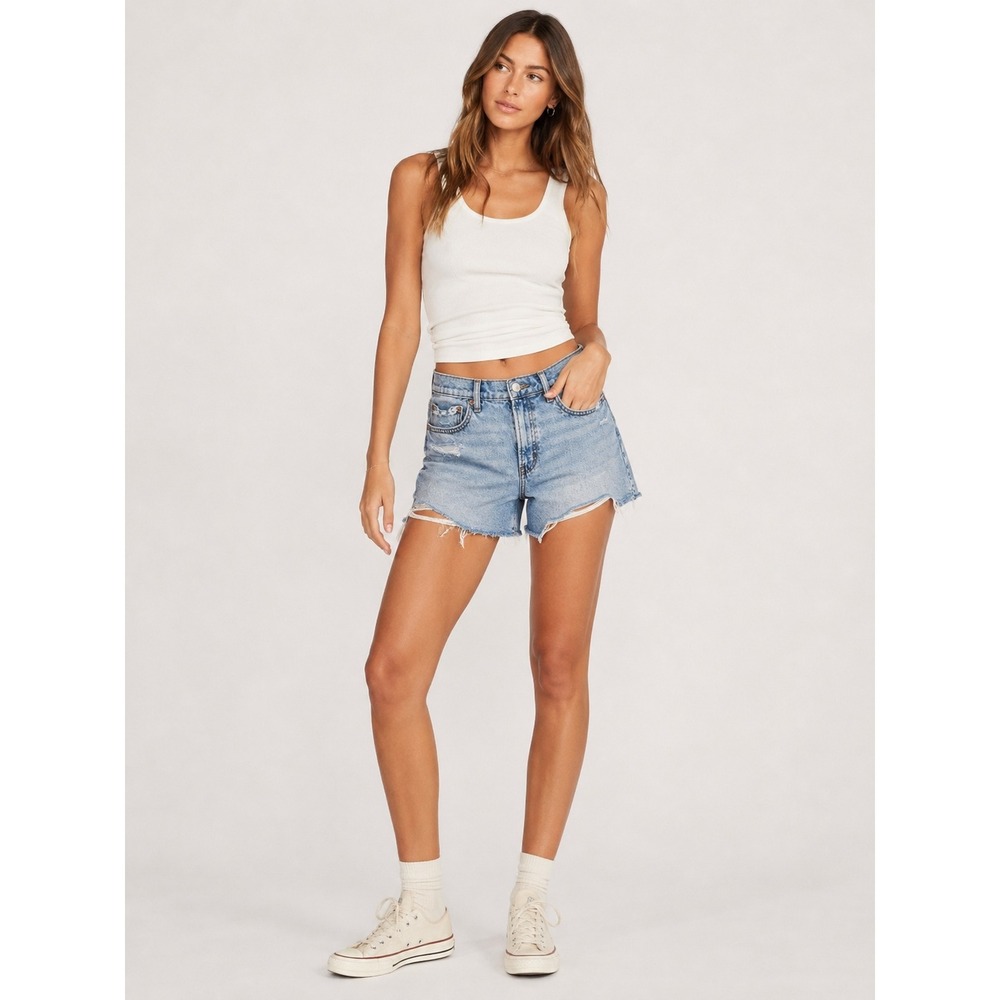 American‎ Eagle Perfect Short High Waisted Distressed Denim Cutoff Shorts Size 6